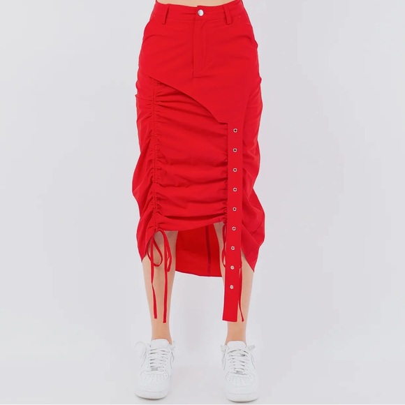 XY Side Shirring Long Skirt main image 1